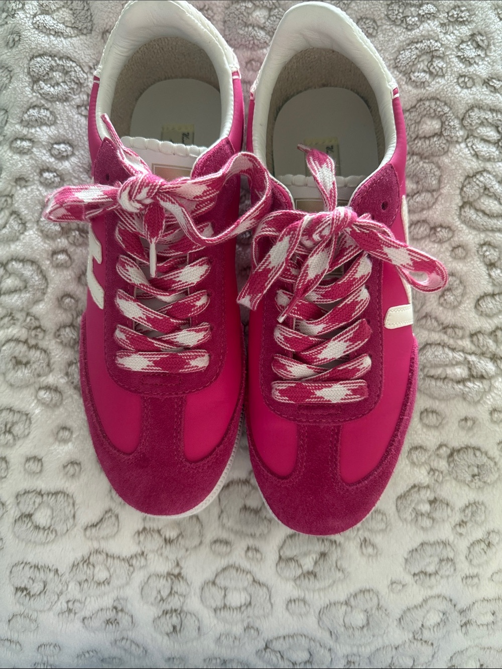 Vintage Havana Hot Pink and White Lace-Up Sneakers